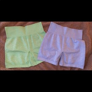 Blue and green active shorts